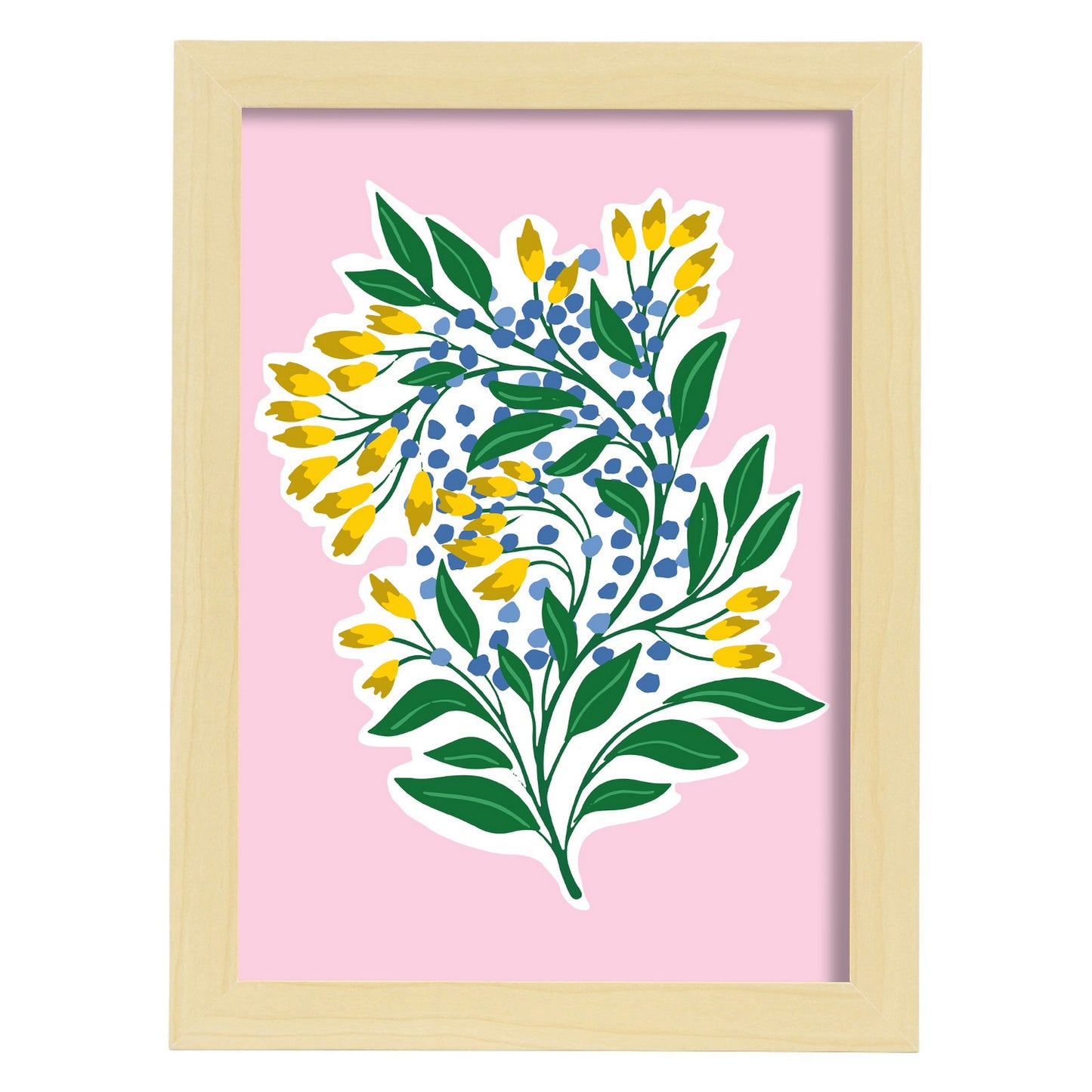 Lámina decorativa de Flores amarillas y azules