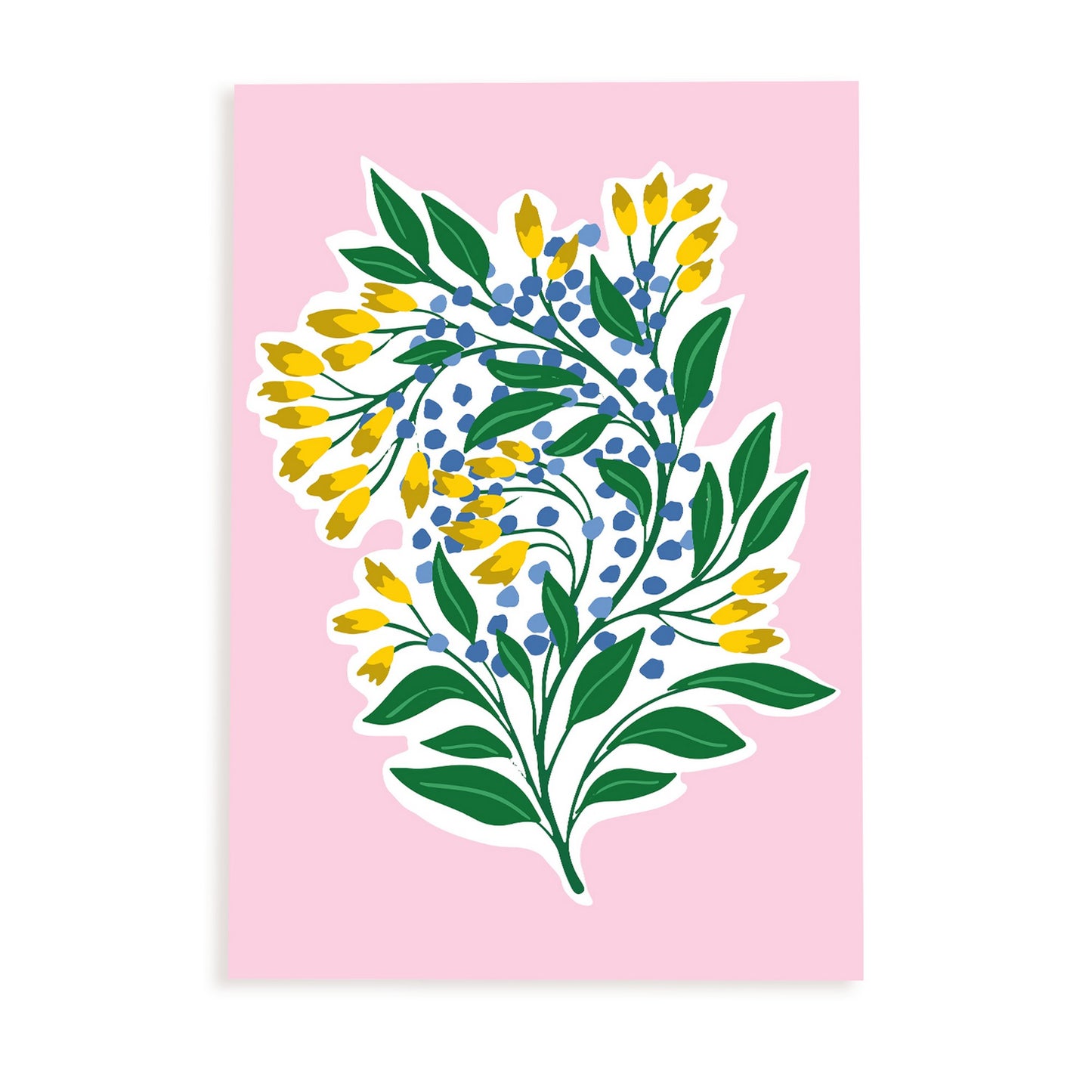 Lámina decorativa de Flores amarillas y azules