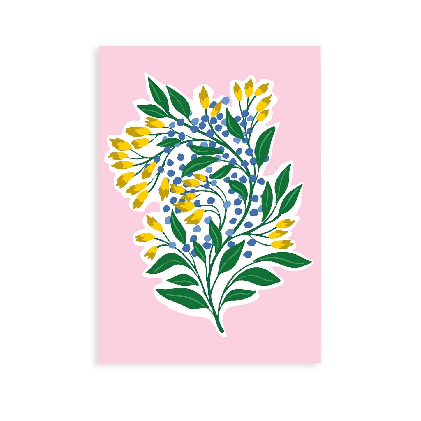 Lámina decorativa de Flores amarillas y azules