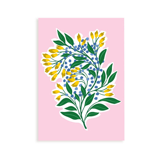 Lámina decorativa de Flores amarillas y azules