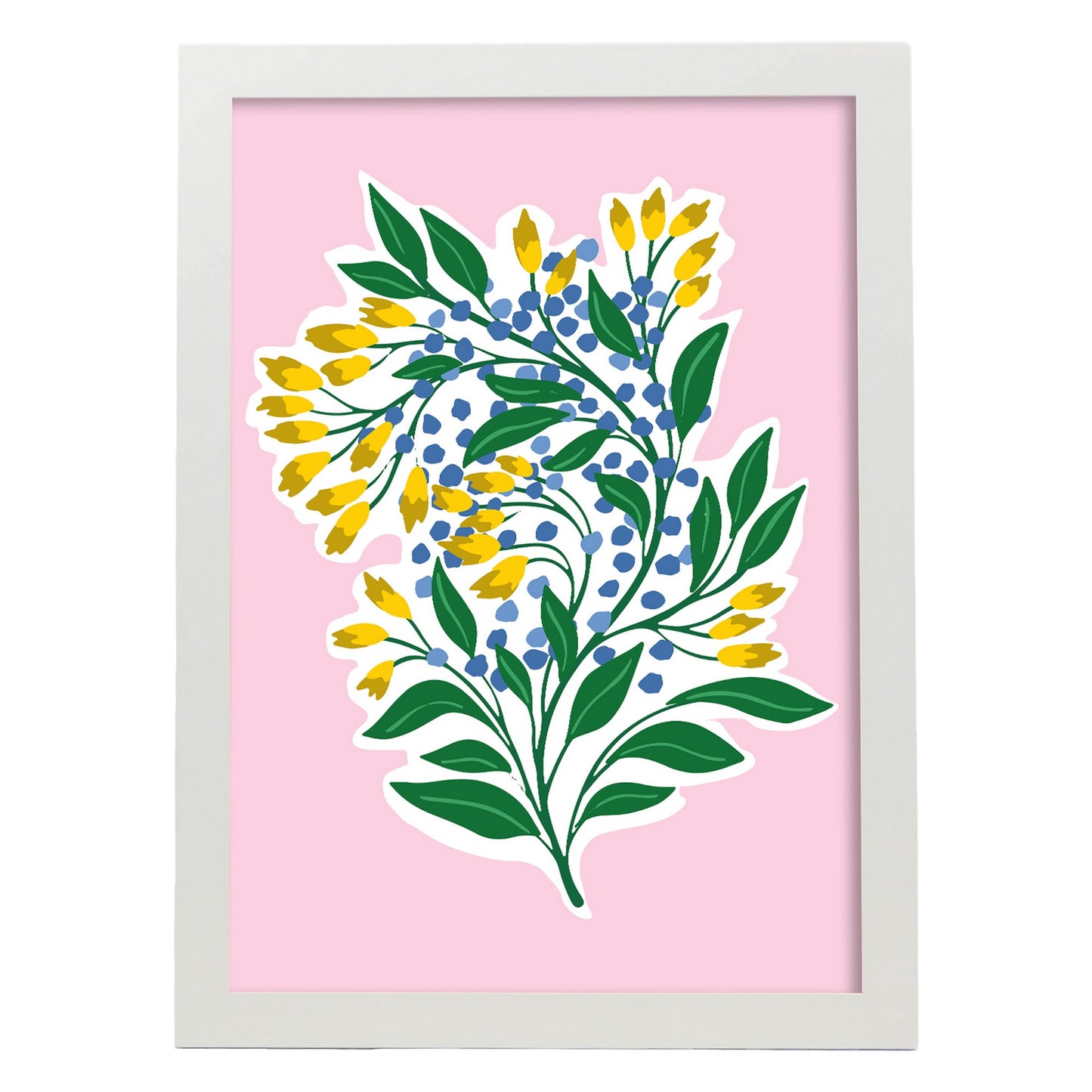 Lámina decorativa de Flores amarillas y azules