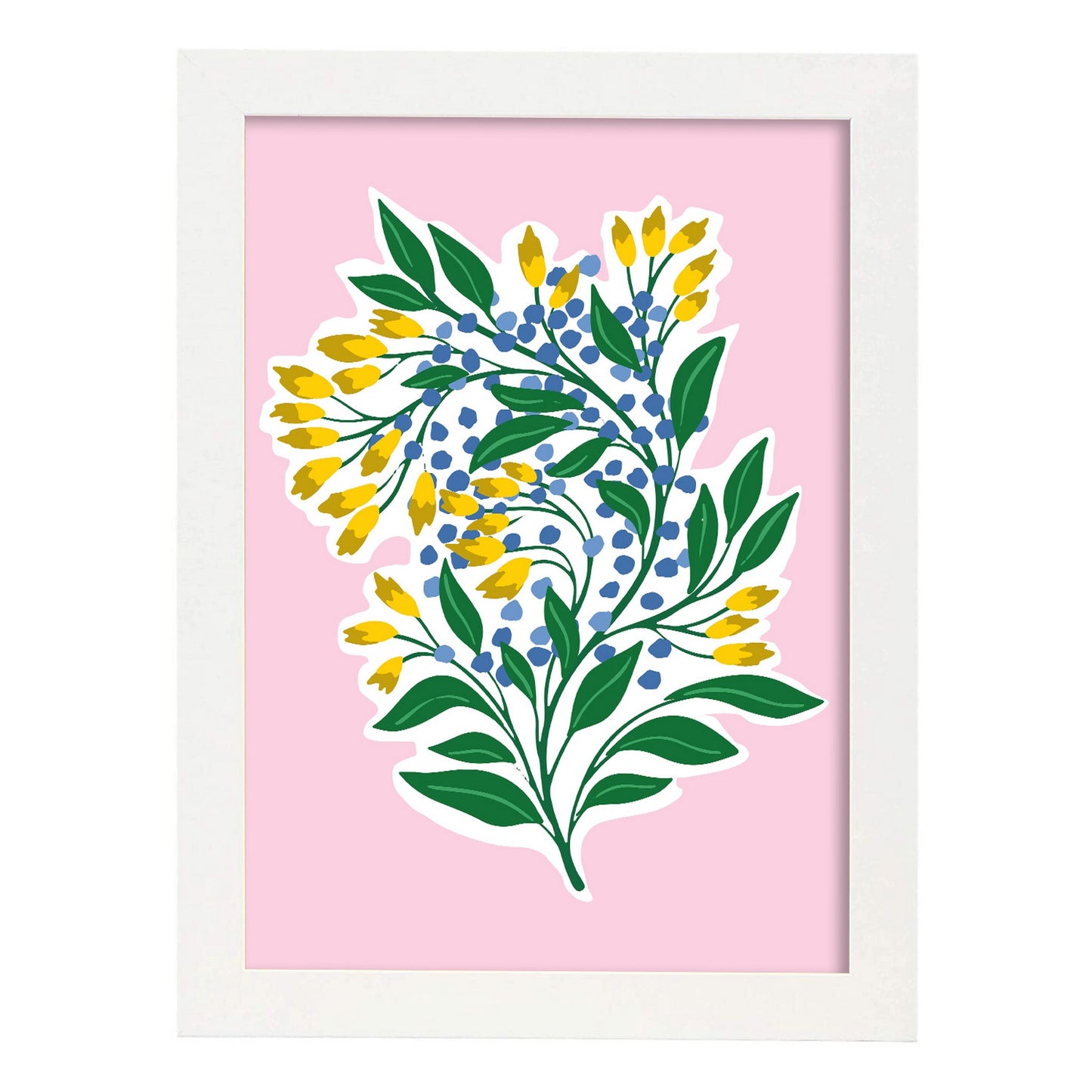 Lámina decorativa de Flores amarillas y azules