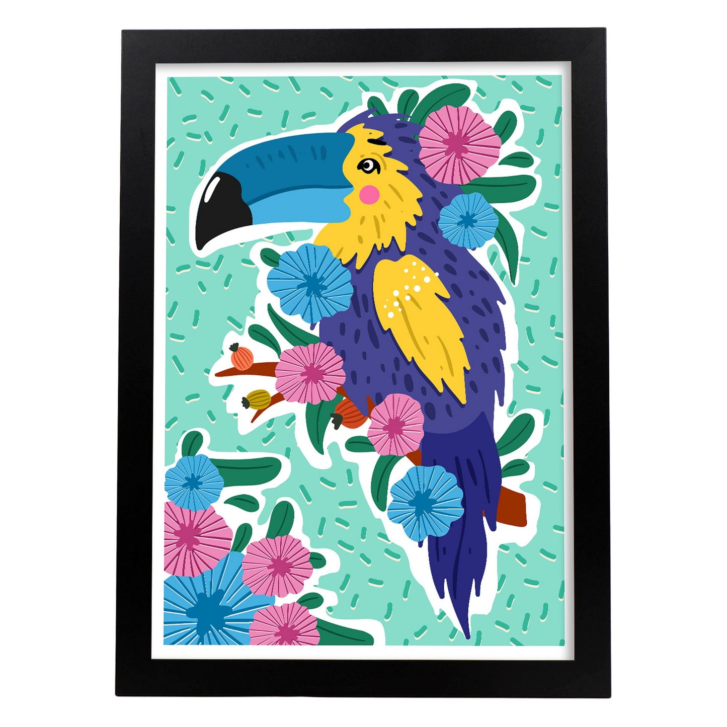 Lámina estética de Pájaro azul para diseño de hogar