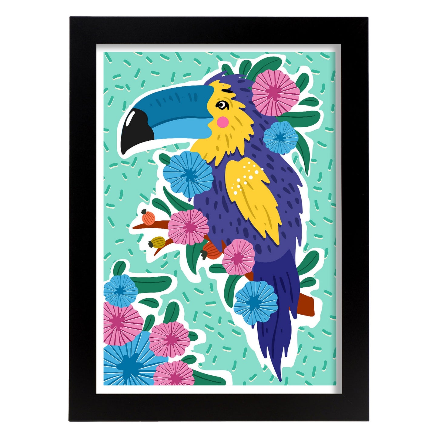 Lámina estética de Pájaro azul para diseño de hogar