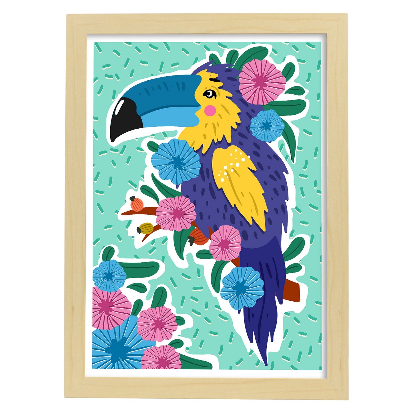 Lámina estética de Pájaro azul para diseño de hogar