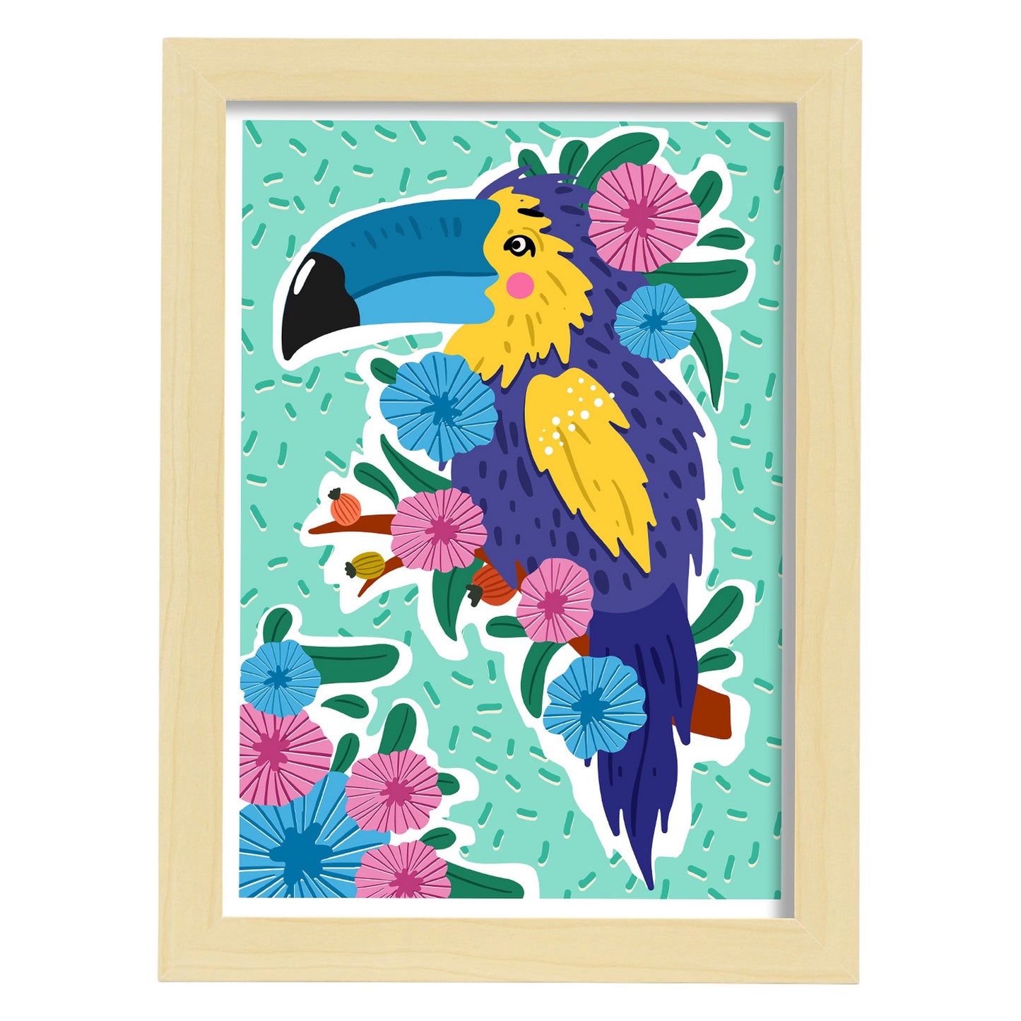 Lámina estética de Pájaro azul para diseño de hogar