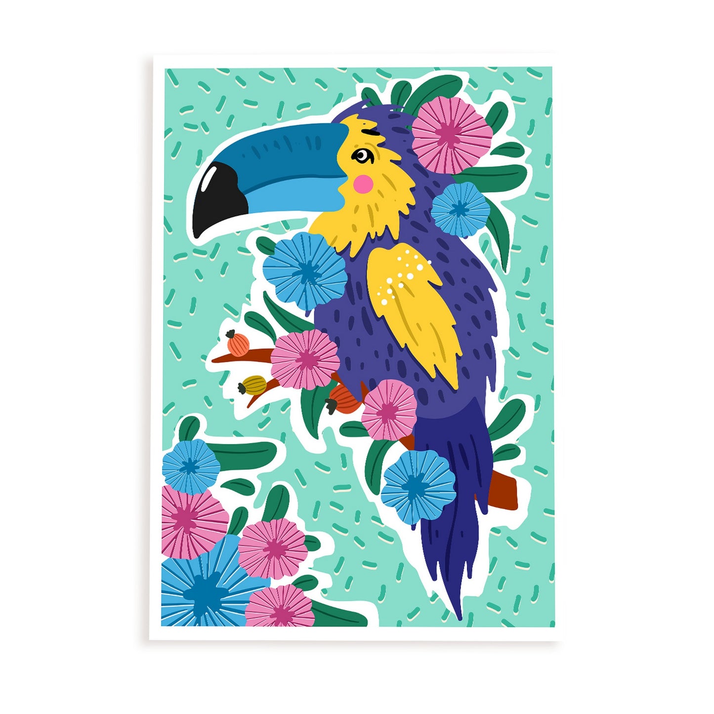 Lámina estética de Pájaro azul para diseño de hogar