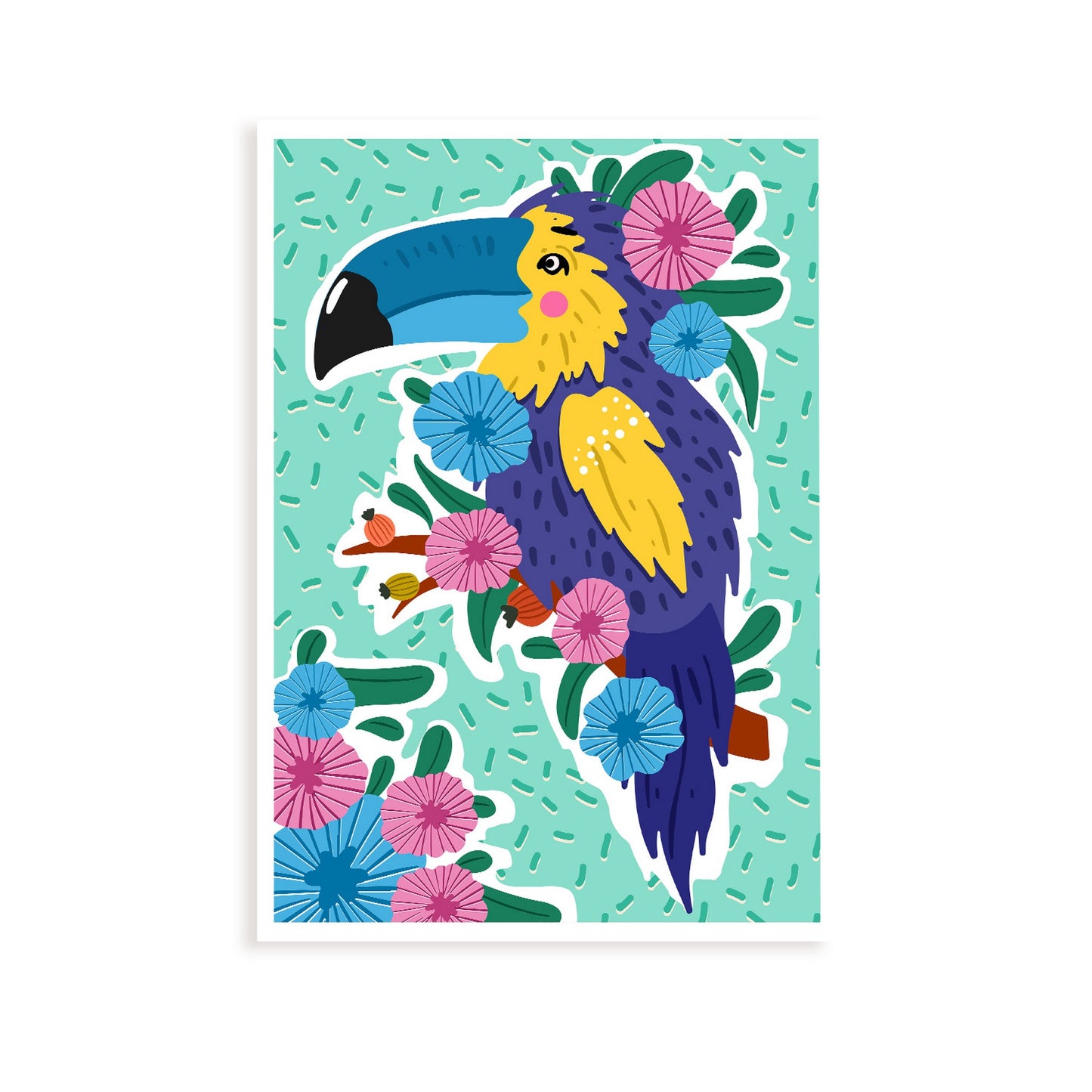Lámina estética de Pájaro azul para diseño de hogar