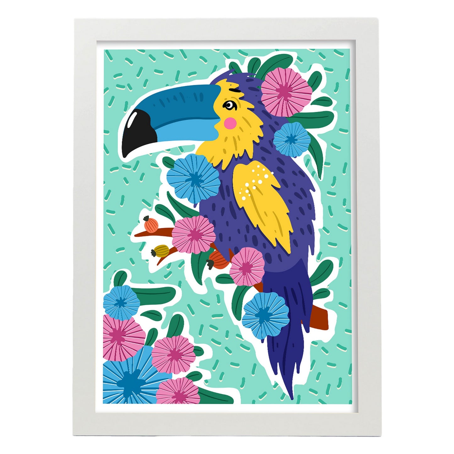 Lámina estética de Pájaro azul para diseño de hogar