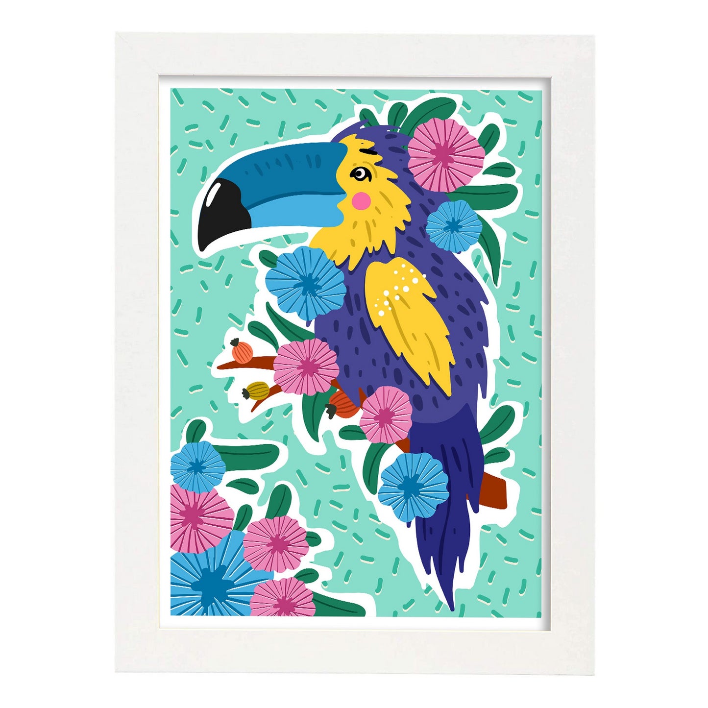 Lámina estética de Pájaro azul para diseño de hogar