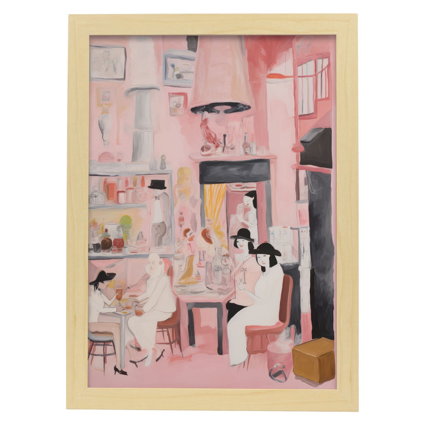 Lámina Nacnic Café de Amigos para Habitación Rosa Ecléctica