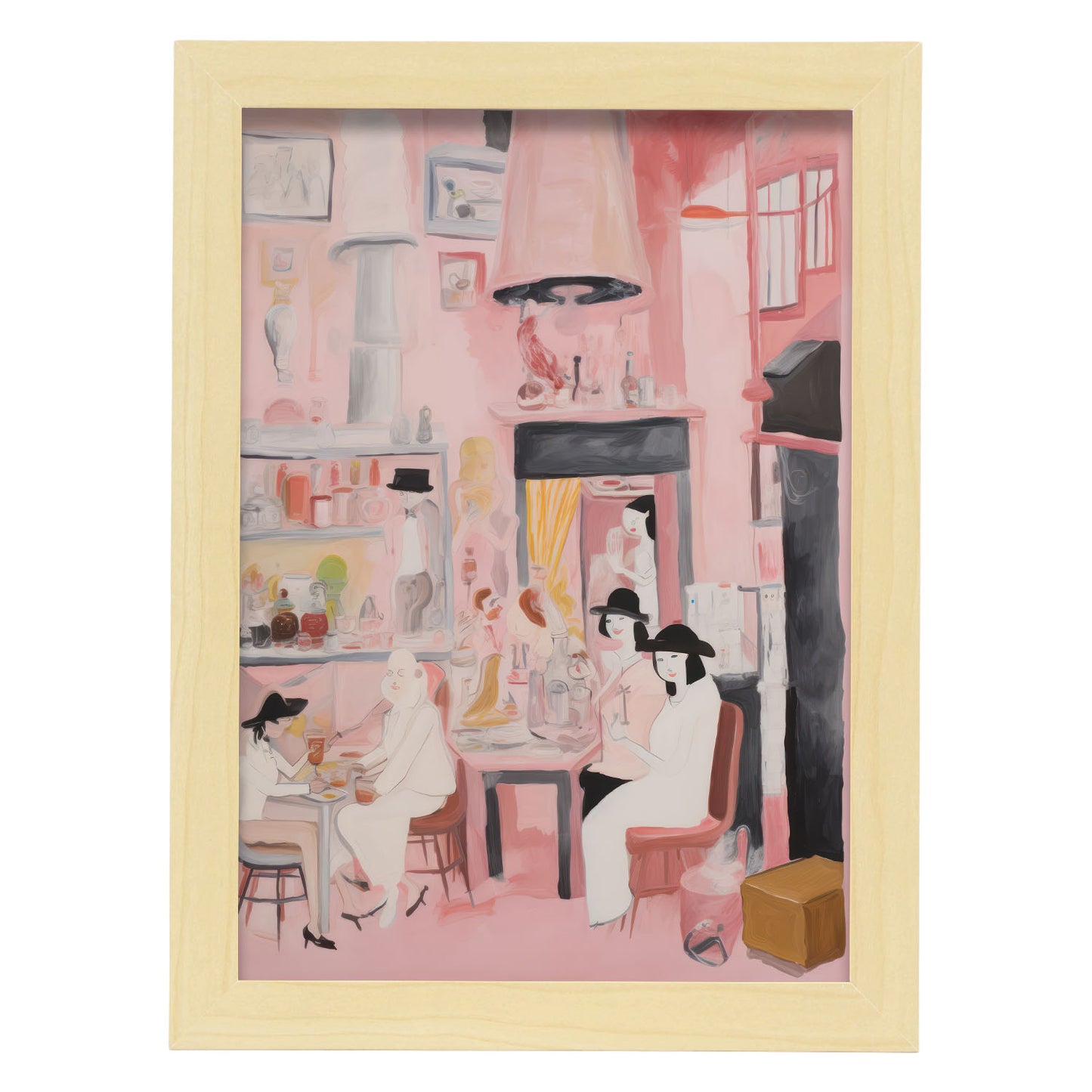 Lámina Nacnic Café de Amigos para Habitación Rosa Ecléctica