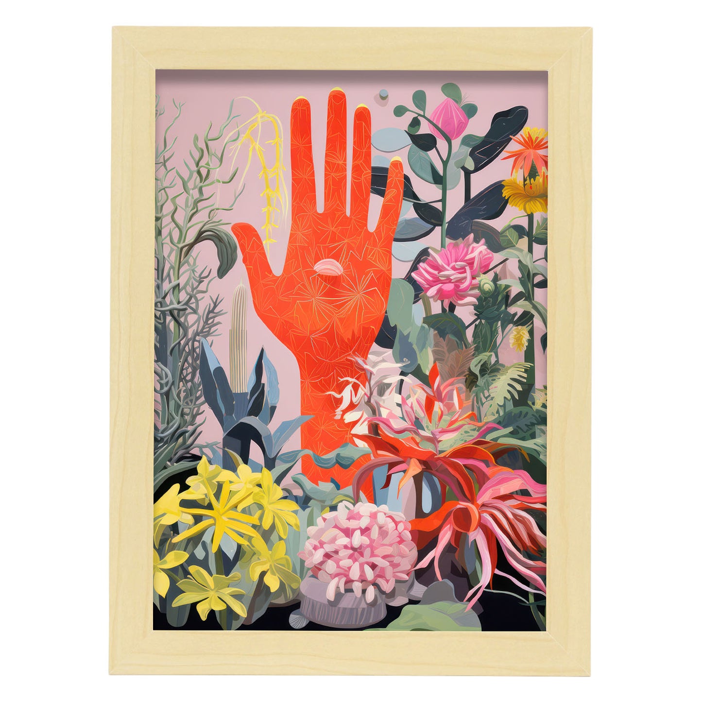 Lamina Nacnic Mano Naranja con Estampados Decorativos Eclécticos