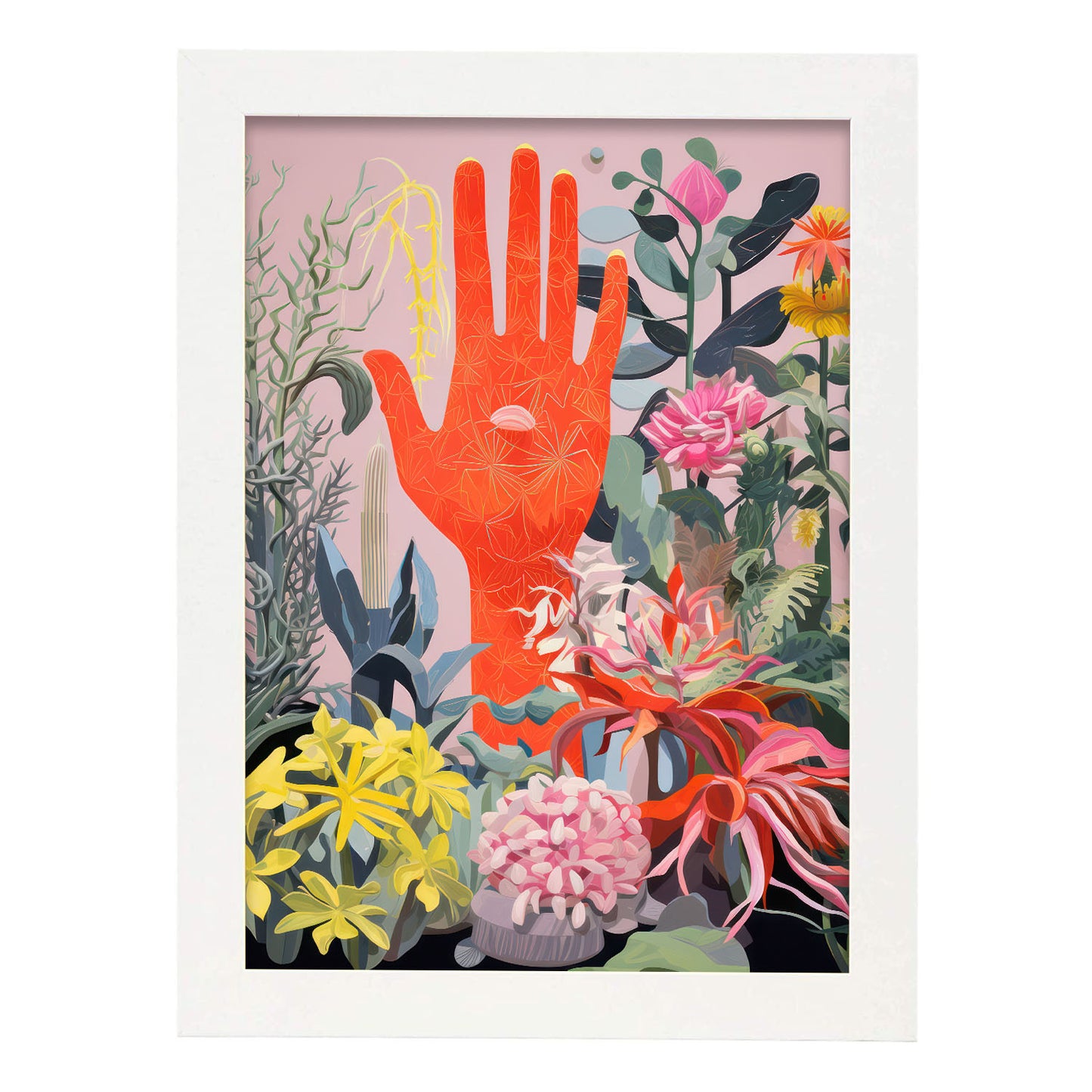 Lamina Nacnic Mano Naranja con Estampados Decorativos Eclécticos