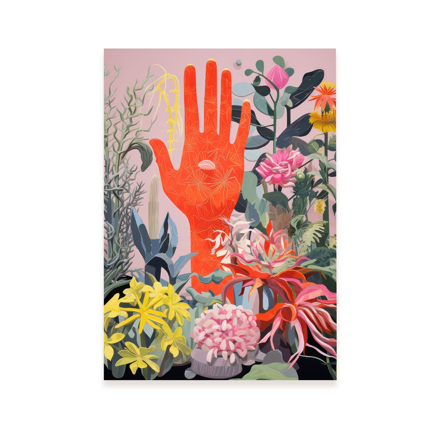 Lamina Nacnic Mano Naranja con Estampados Decorativos Eclécticos