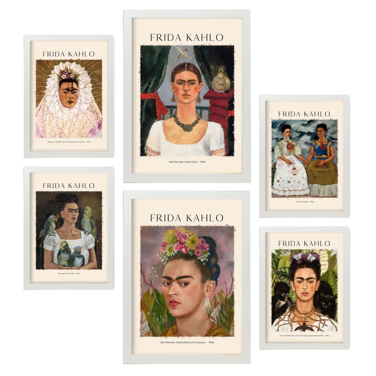 Set de 6 láminas de Frida Kahlo