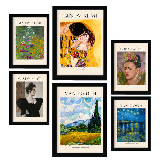 Set de Láminas de Frida, Klimt y Van Gogh