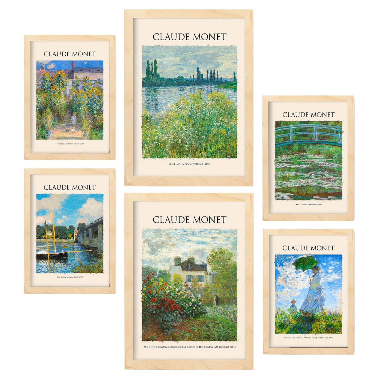 Conjunto de 6 láminas de Monet 2 de Galería del Pintor
