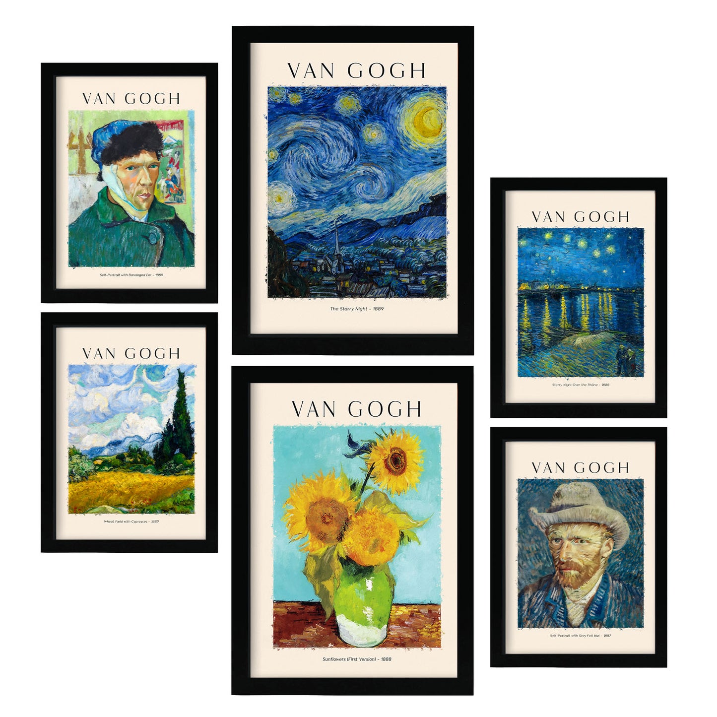 Set de 6 pósters vintage con fondo de texto antiguo. Ilustraciones románticas con esqueletos, corazones, caballitos de mar y flores. Ideal para decorar con un toque nostálgico. Tamaños A3 y A4.