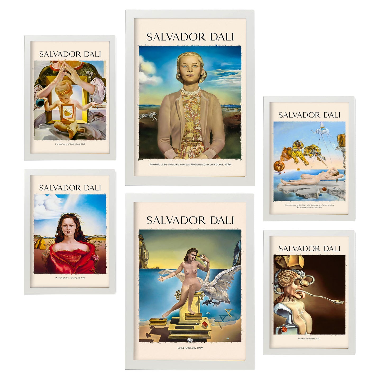 Nacnic Lámina poster set 6 de Salvador Dali Colección de obras de arte, Cuadros decorativos para tu salón, dormitorio, hogar. Estampados de arte de pared. A4 y A3