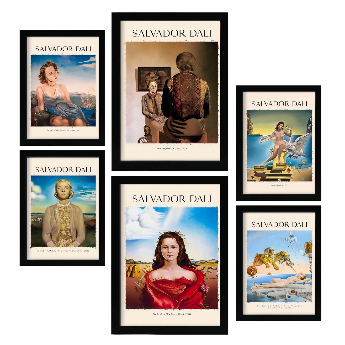 Nacnic Lámina poster set 6 de Salvador Dali 2 Colección de obras de arte, Cuadros decorativos para tu salón, dormitorio, hogar. Estampados de arte de pared. A4 y A3