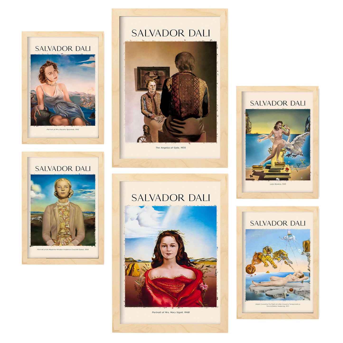 Nacnic Lámina poster set 6 de Salvador Dali 2 Colección de obras de arte, Cuadros decorativos para tu salón, dormitorio, hogar. Estampados de arte de pared. A4 y A3