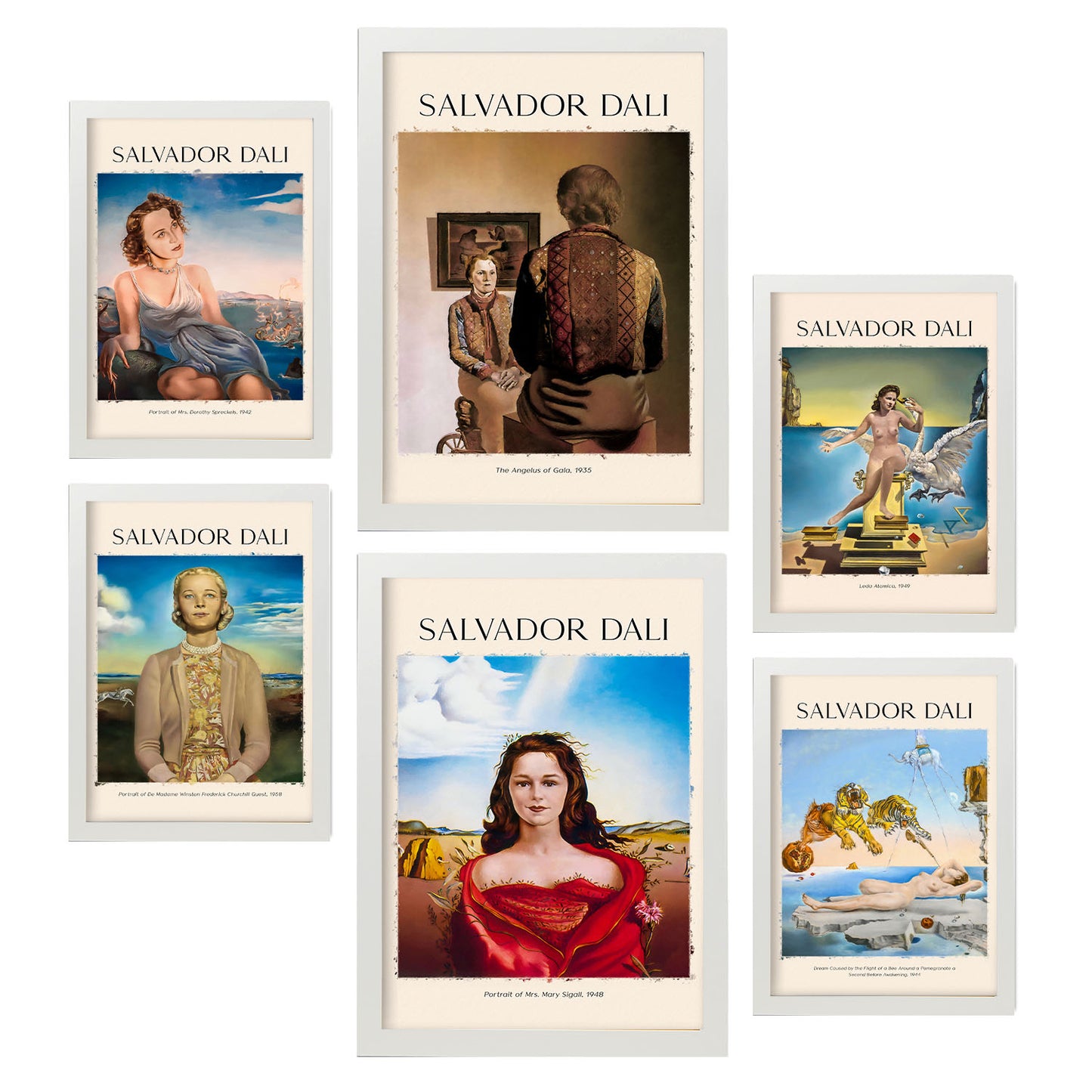 Nacnic Lámina poster set 6 de Salvador Dali 2 Colección de obras de arte, Cuadros decorativos para tu salón, dormitorio, hogar. Estampados de arte de pared. A4 y A3