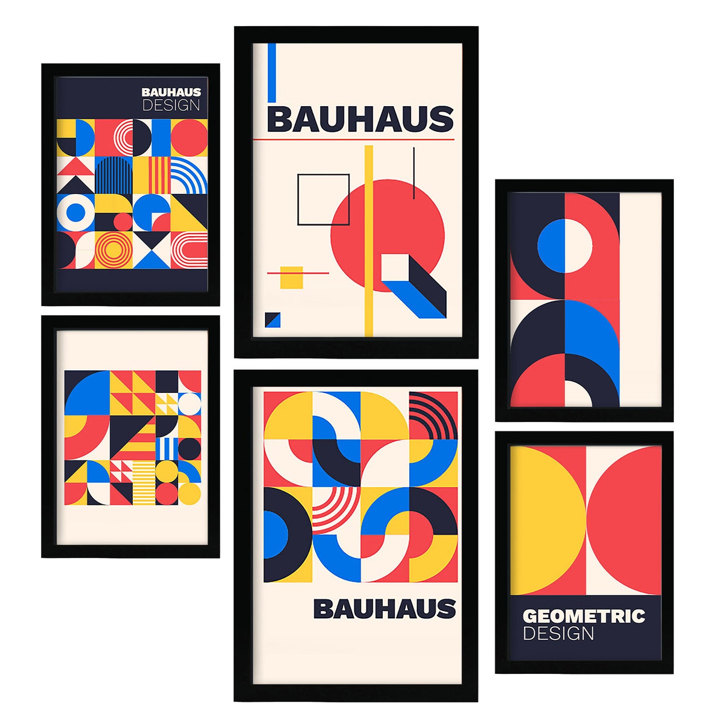 Nacnic Set de 6 Laminas Estilo Bauhaus con Diseño Geométrico