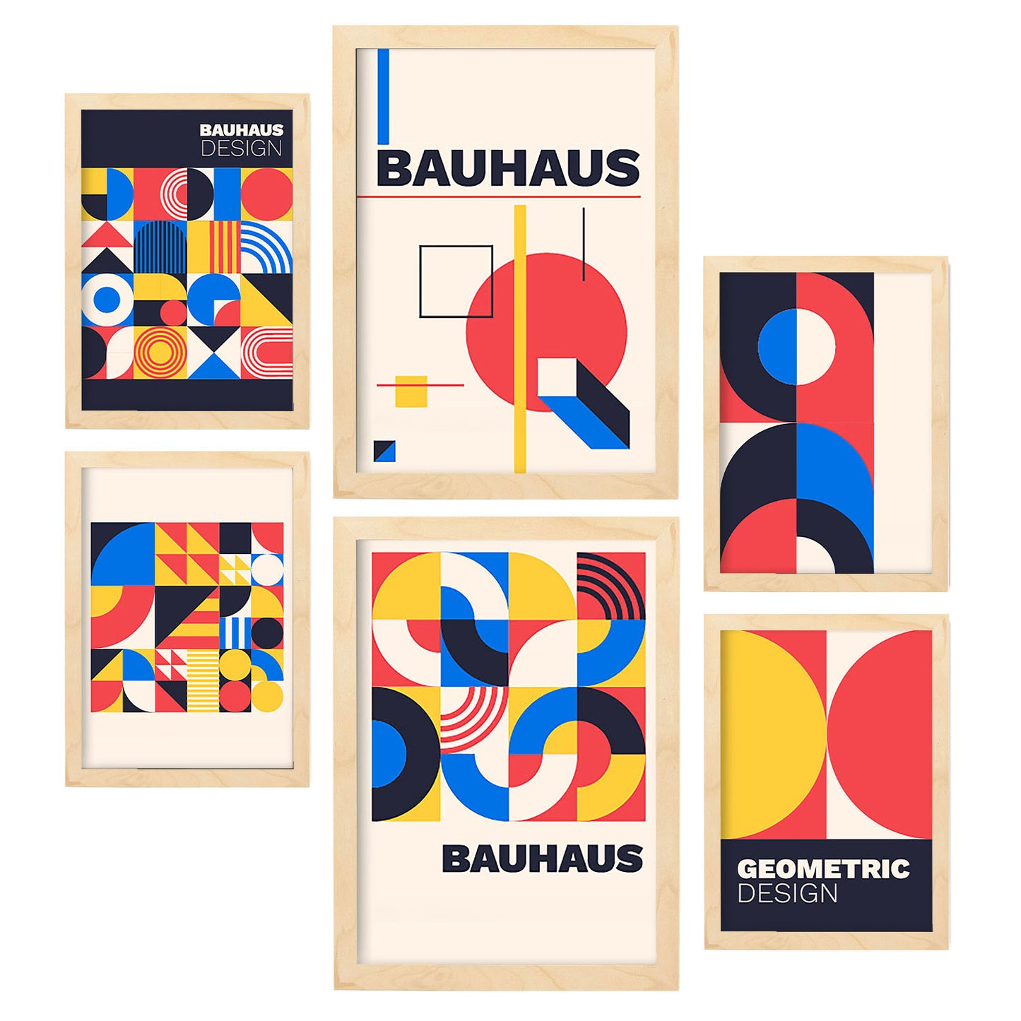 Nacnic Set de 6 Laminas Estilo Bauhaus con Diseño Geométrico