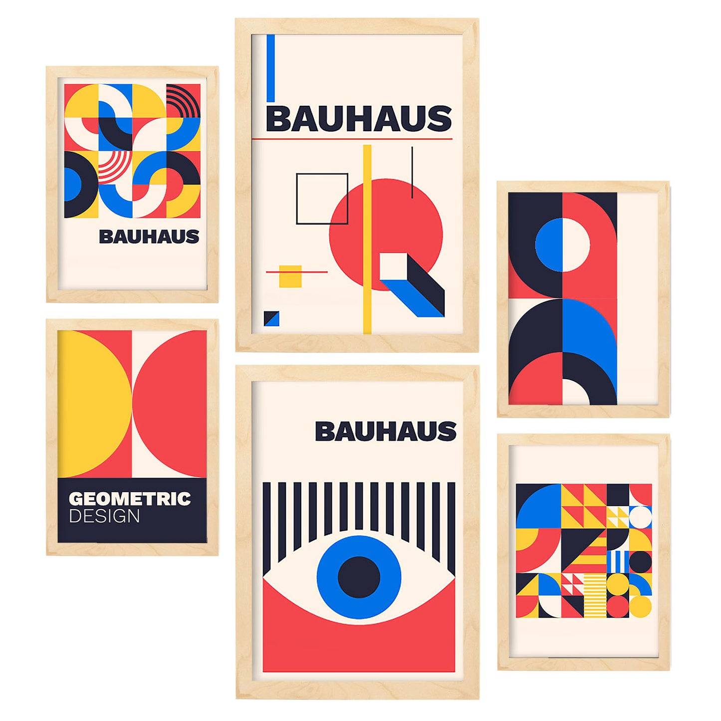 Nacnic Set de 6 Láminas Estilo Bauhaus con Diseño Geométrico