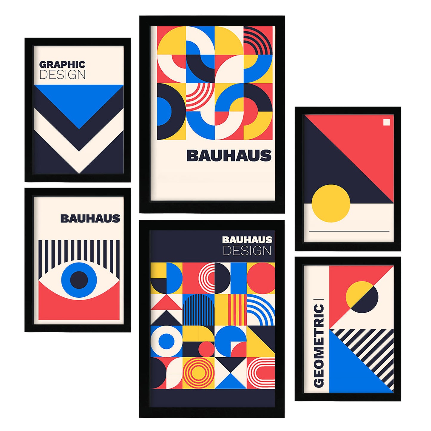 Nacnic Set de 6 Laminas Estilo Bauhaus con Diseño Geométrico