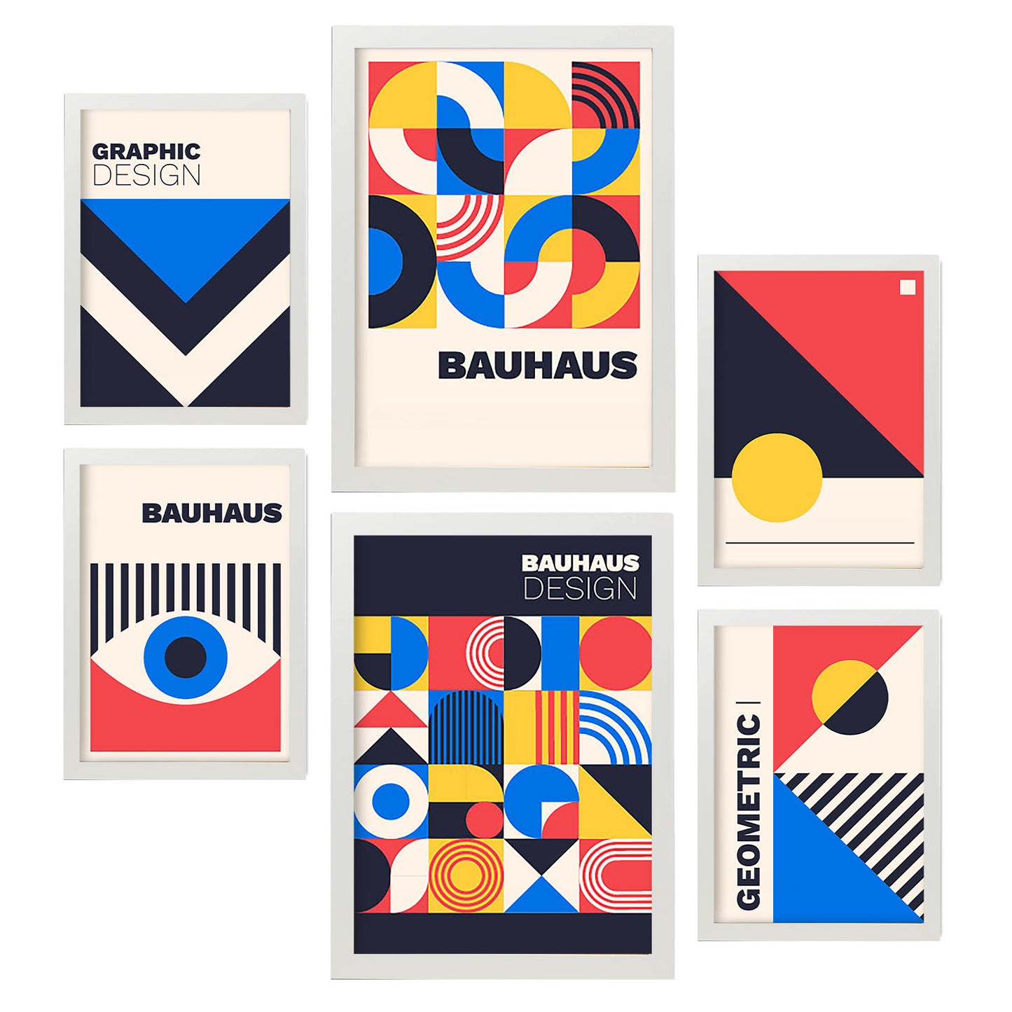 Nacnic Set de 6 Laminas Estilo Bauhaus con Diseño Geométrico