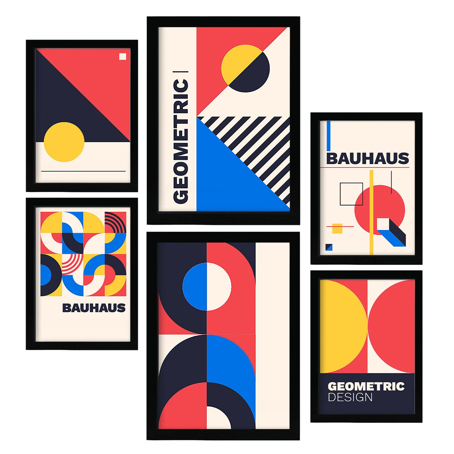 Nacnic Set de 6 Laminas Estilo Bauhaus con Diseño Geométrico