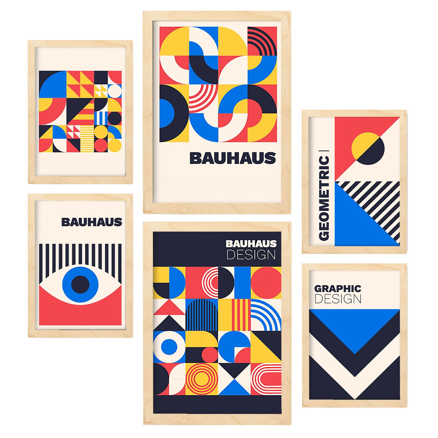 Nacnic Set de 6 Laminas Estilo Bauhaus con Diseño Geométrico