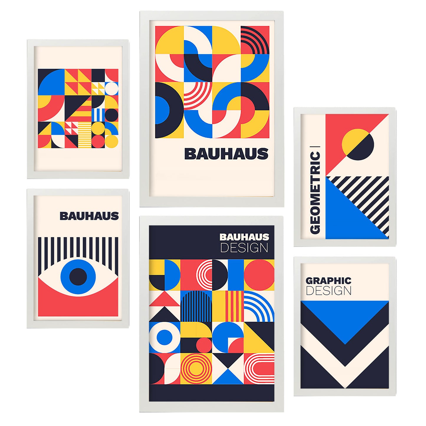 Nacnic Set de 6 Laminas Estilo Bauhaus con Diseño Geométrico