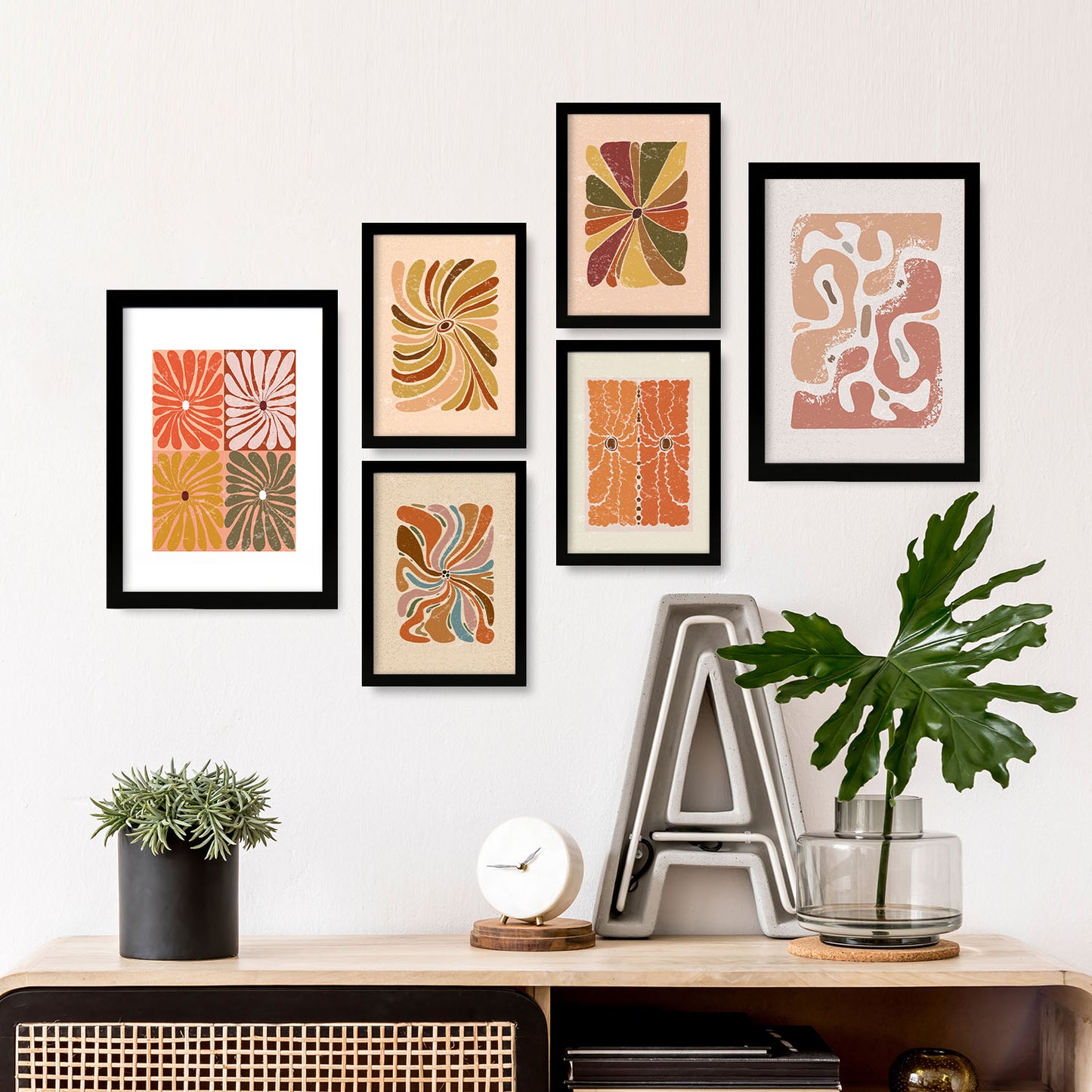 Nacnic Set de 6 Laminas de Flores Abstractas en Estilo Étnico