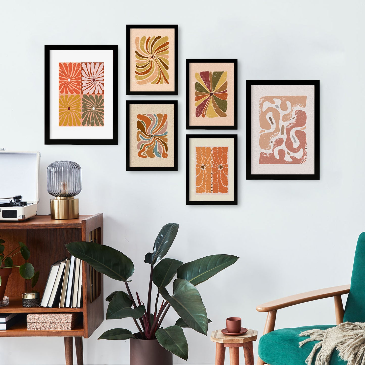 Nacnic Set de 6 Laminas de Flores Abstractas en Estilo Étnico