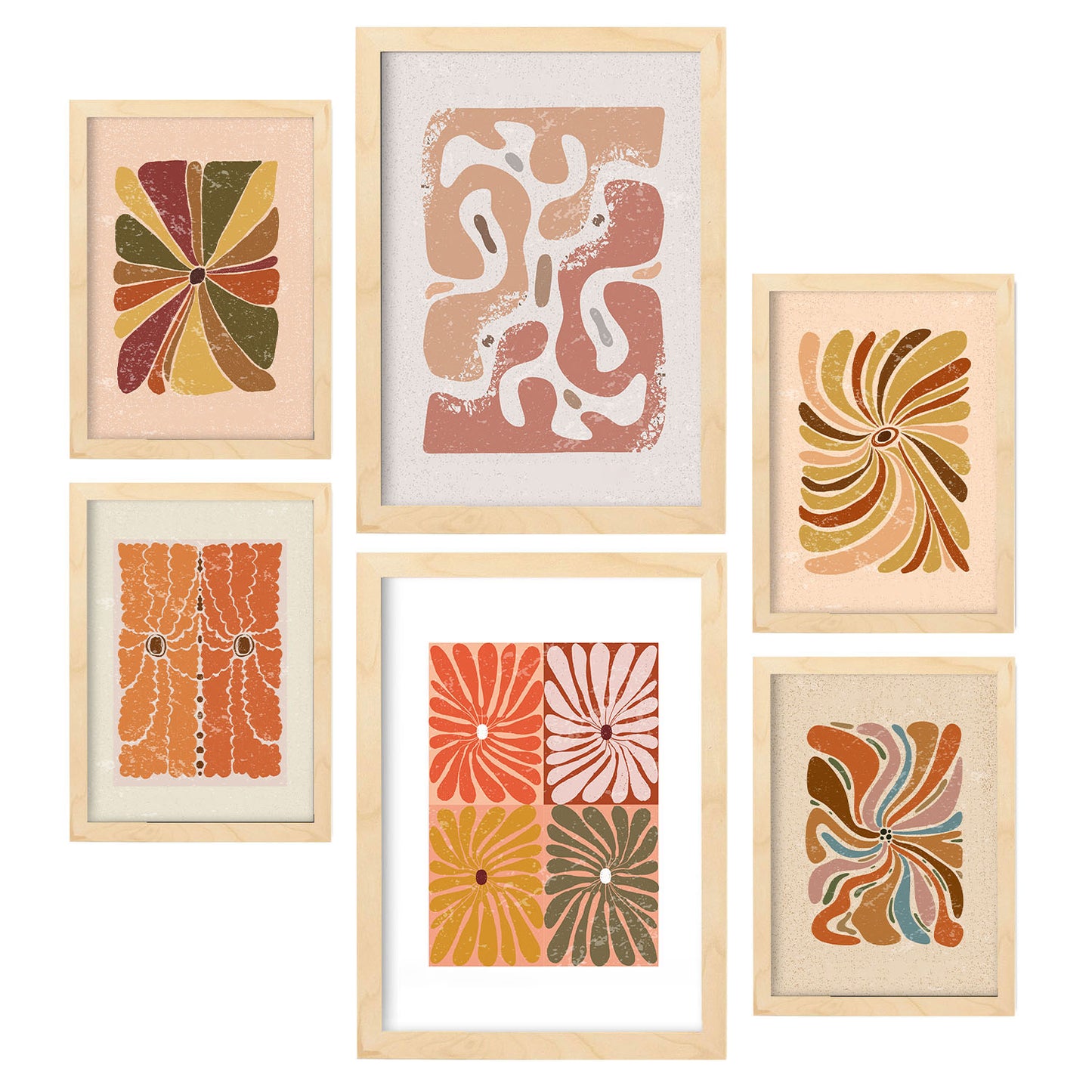 Nacnic Set de 6 Laminas de Flores Abstractas en Estilo Étnico