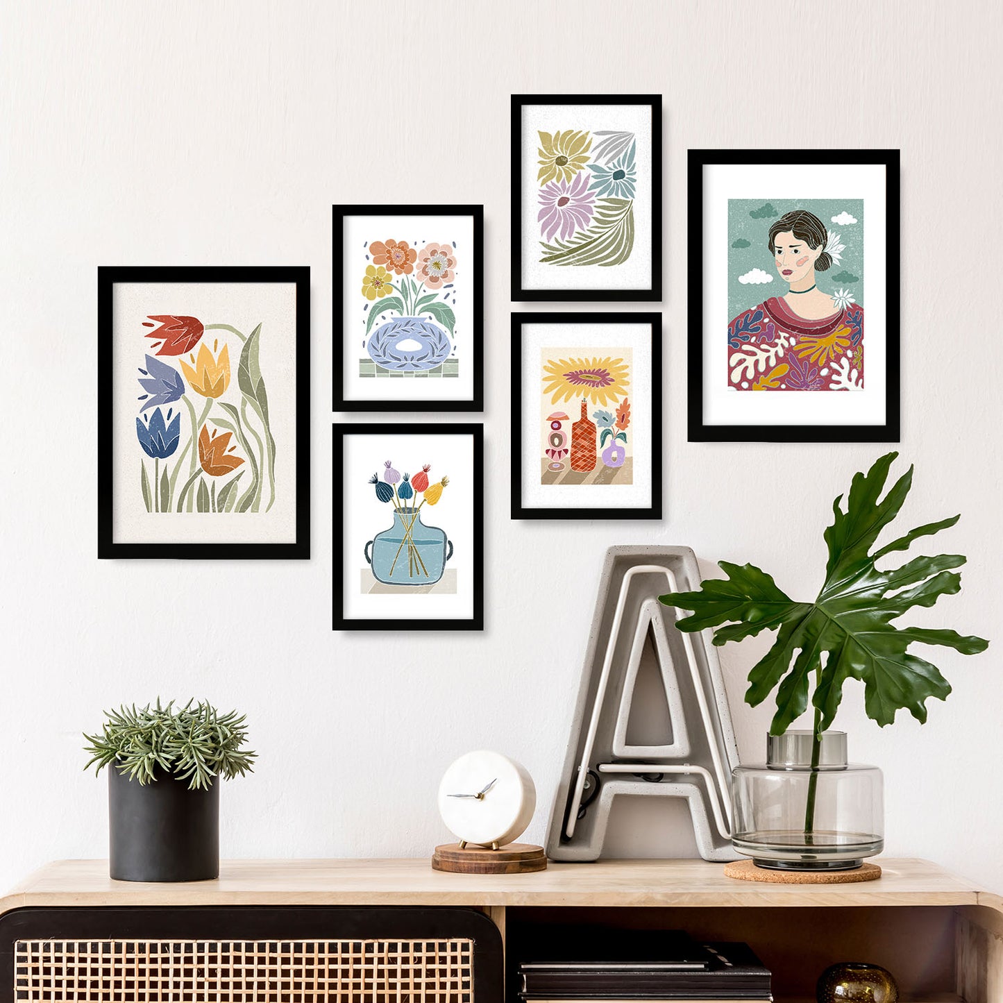 Nacnic Set de 6 Laminas de jardín en colección de Laminas de estilo étnico. Cuadros decorativos estéticos para su sala de estar, dormitorio, hogar. Impresión de arte de pared. Tamaños A4 y A3