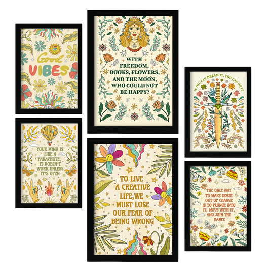 Nacnic Set de 6 Láminas de Vibraciones Estilo Groovy