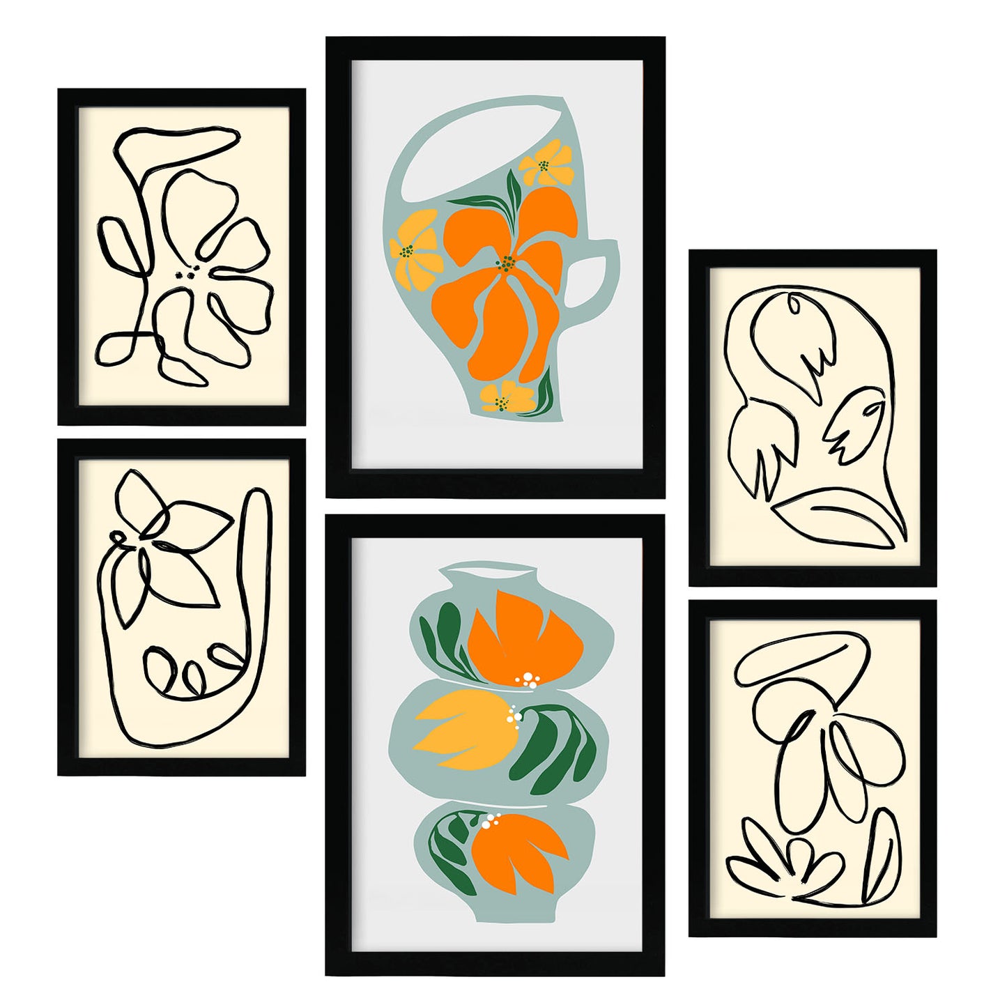 Nacnic Set de 6 Láminas de Jarrón Abstracto de Flores