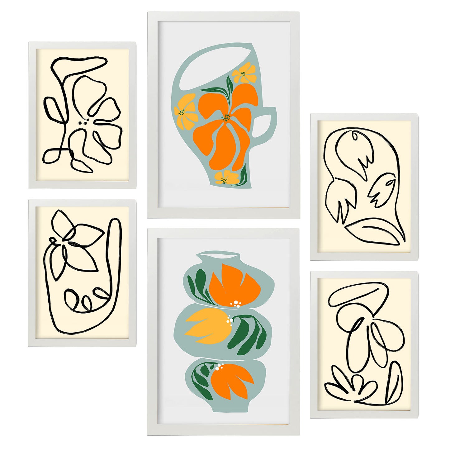 Nacnic Set de 6 Láminas de Jarrón Abstracto de Flores