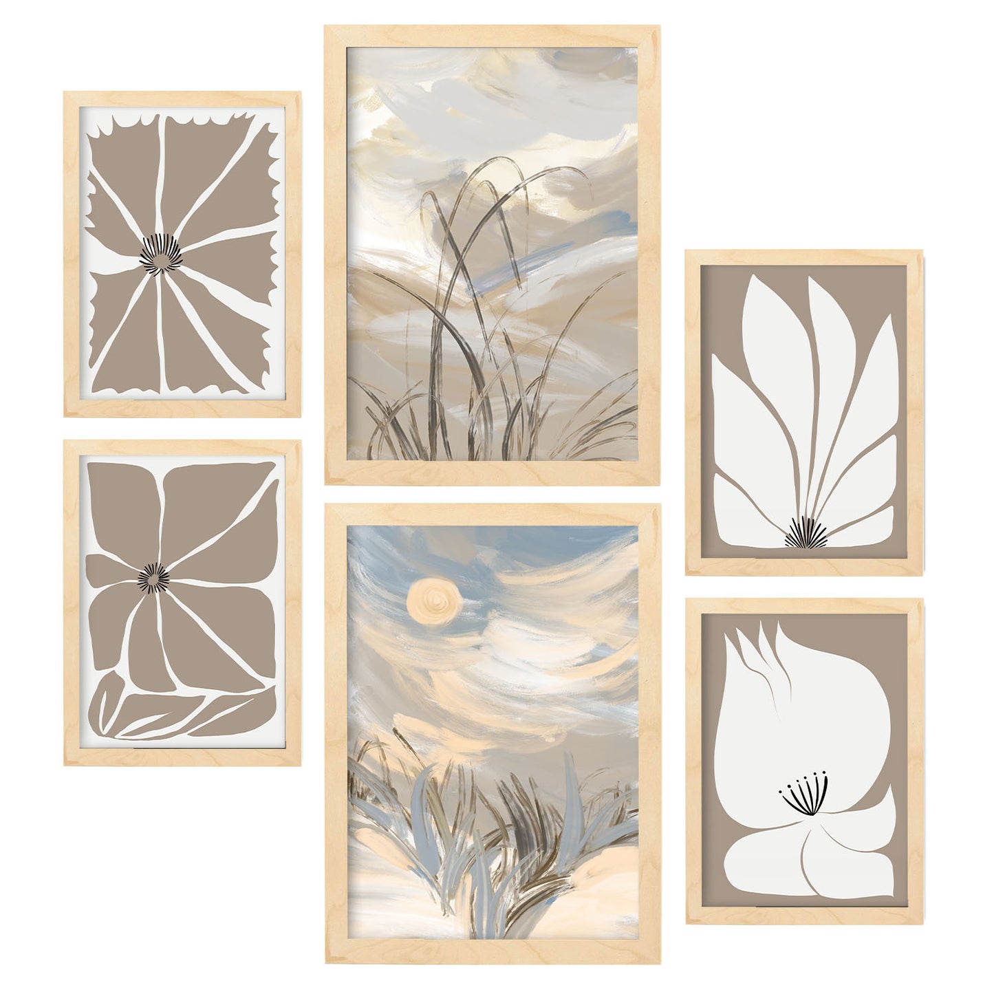 Nacnic Set de 6 Láminas de Naturaleza Latente y Paisajes Abstractos
