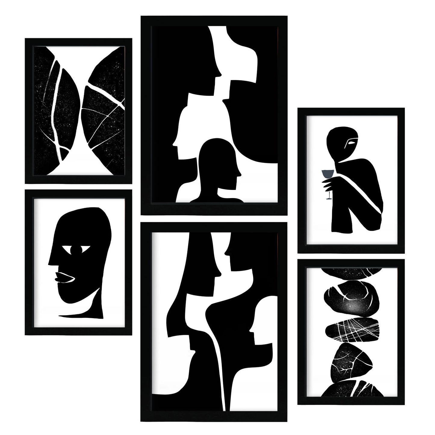 Nacnic Set de 6 Láminas Cabeza Atavista en Amantes Abstracto