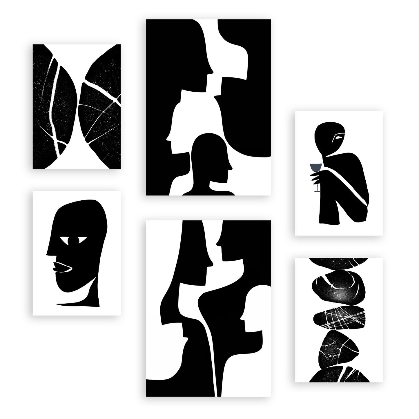 Nacnic Set de 6 Láminas Cabeza Atavista en Amantes Abstracto