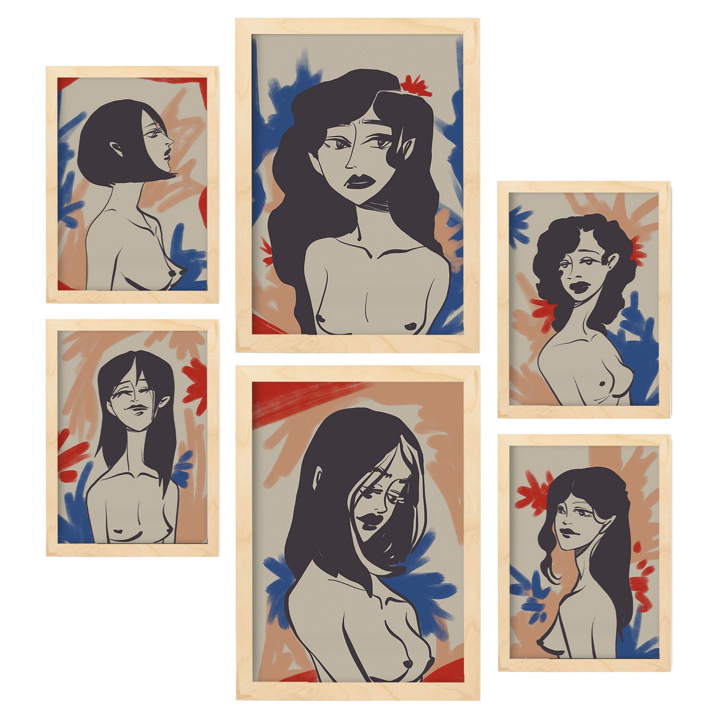 Nacnic Set de 6 Posters de Belleza Mesmérica en Abstracto Femenino