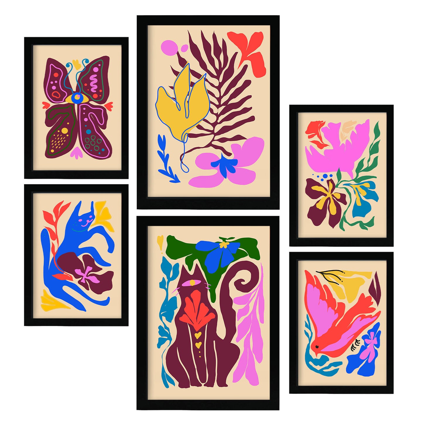 Nacnic Set de 6 Láminas Pintorescas de Animales Abstractos
