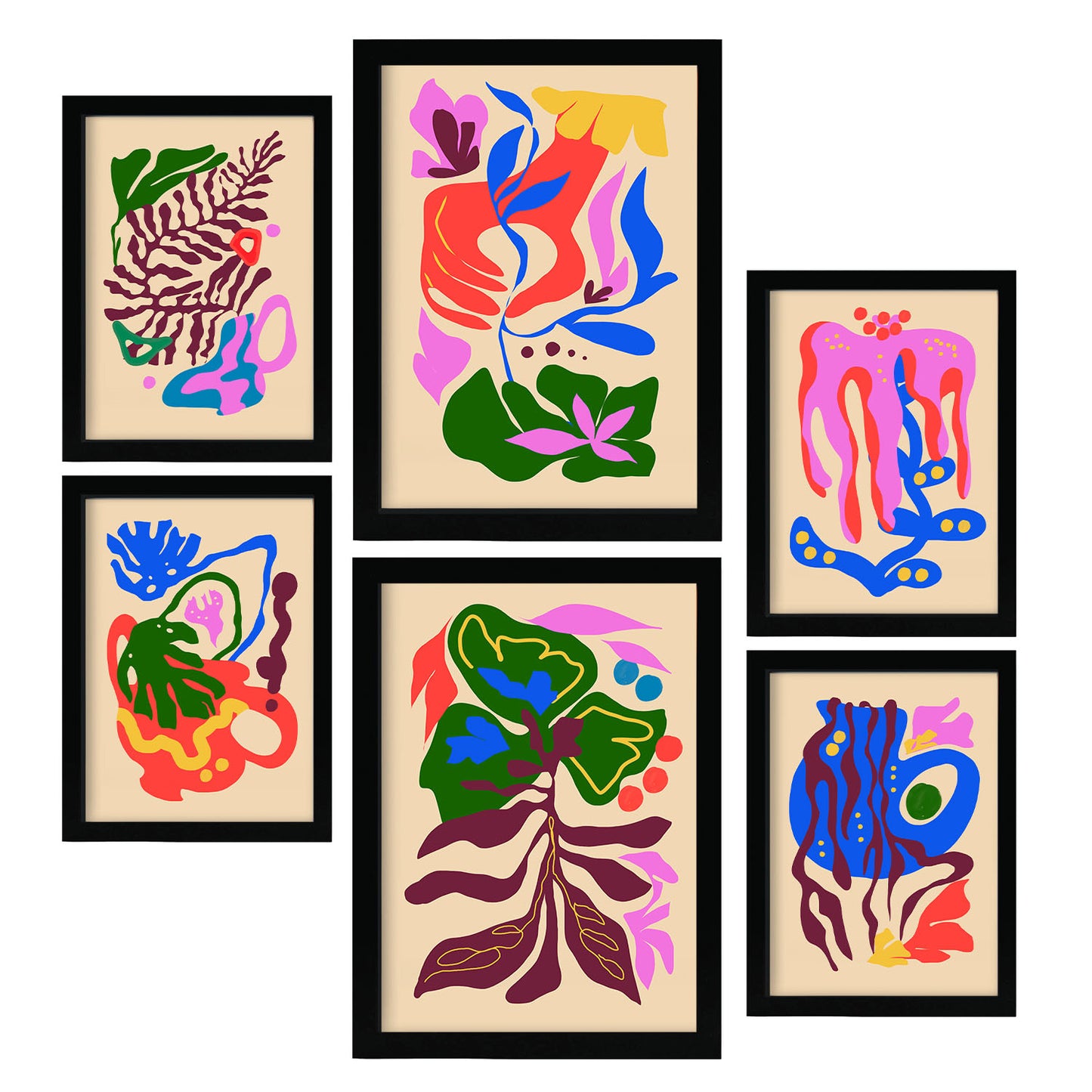 Nacnic Set de 6 Laminas Abstractas de Flores Pintorescas