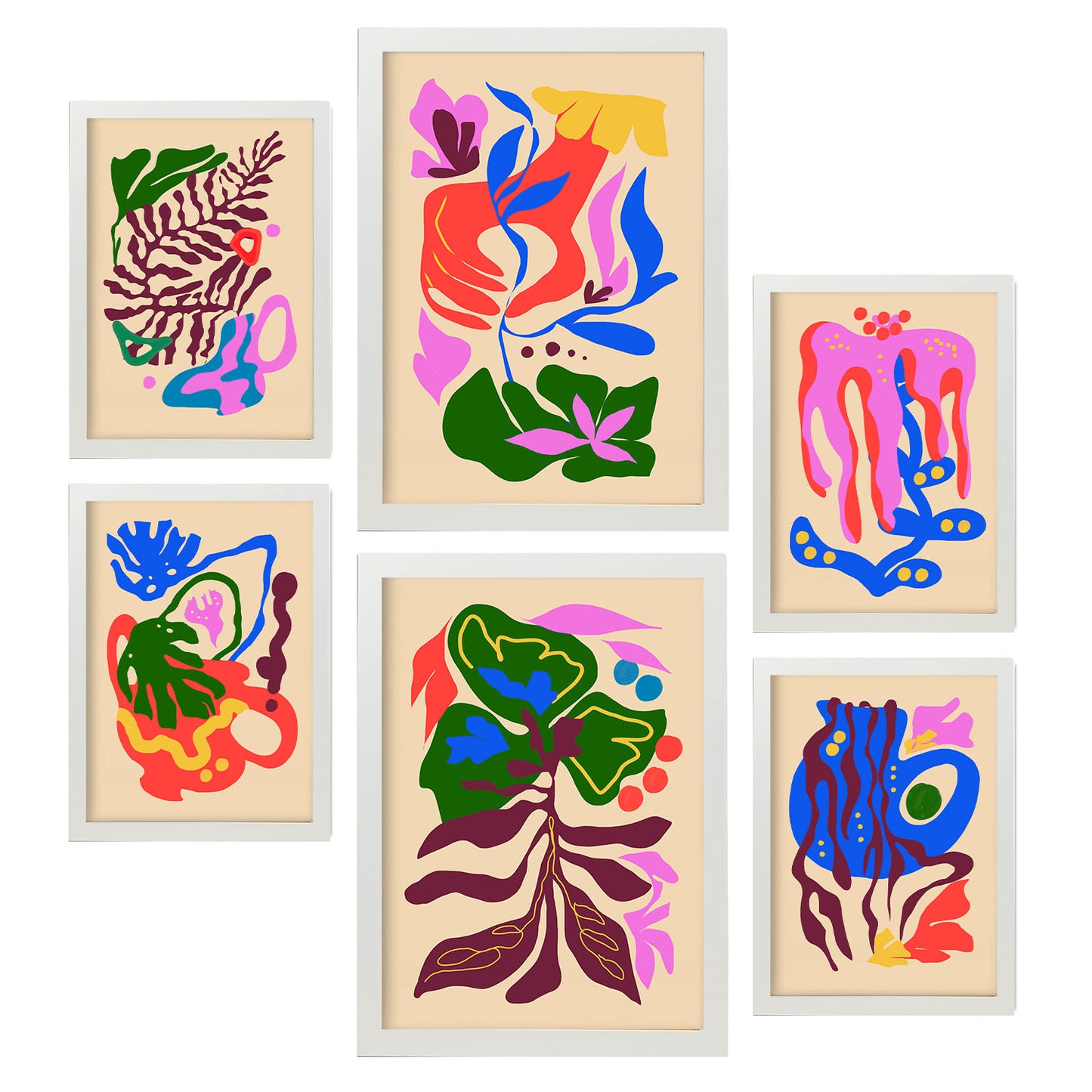 Nacnic Set de 6 Laminas Abstractas de Flores Pintorescas