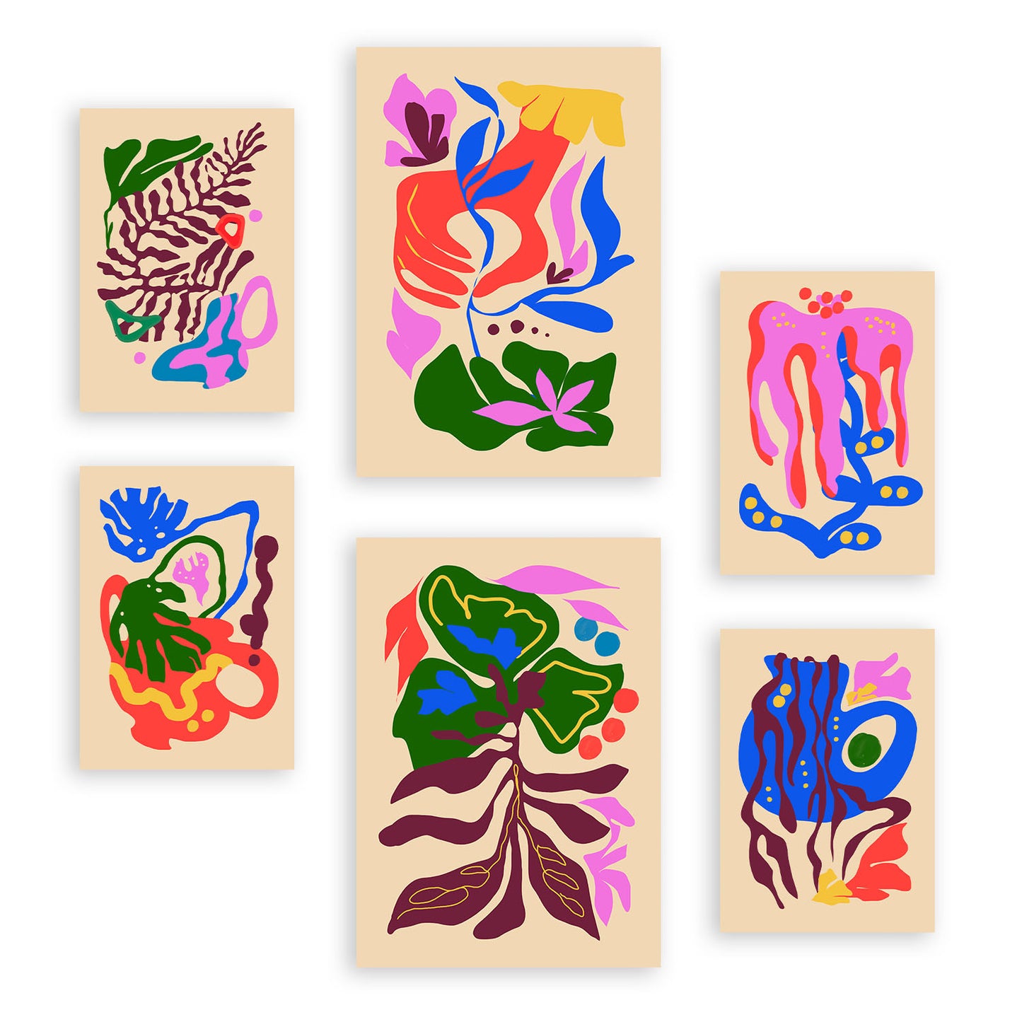 Nacnic Set de 6 Laminas Abstractas de Flores Pintorescas